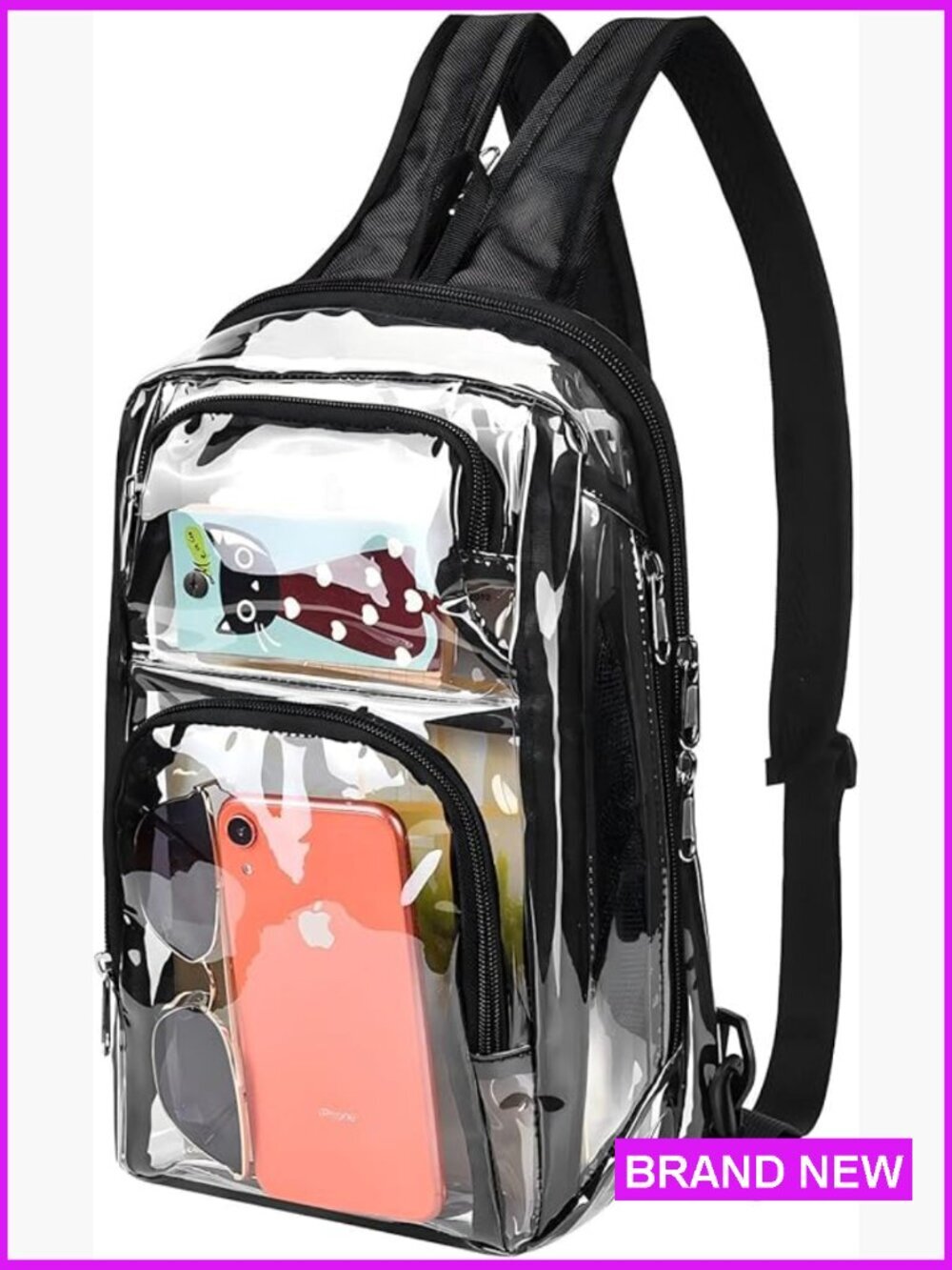 Clear Backpack Stadium Approved 12x12x6 Breathable Shoulder Straps Sling Bag